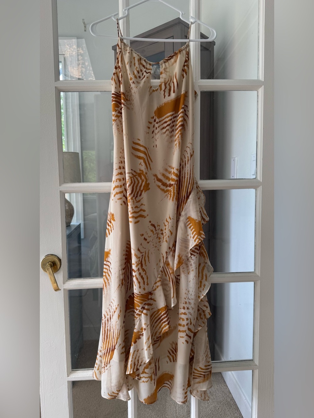 Cream and Mustard Ruffle Slip Dress Size XS